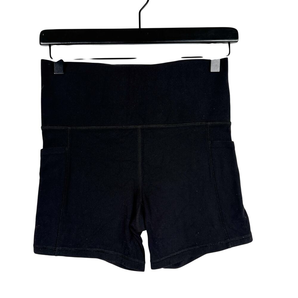 Athleta Salutation Stash 5" Black Biker Shorts High Rise - S